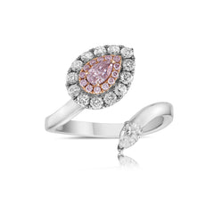 Ethereal pink diamond ring. pink pear shaped diamond, GIA certified.
