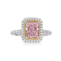 Internally flawless pink diamond ring. Light pink radiant cut diamond. Pink diamond ring. Pink diamond engagement ring. Pink diamond jewelry.