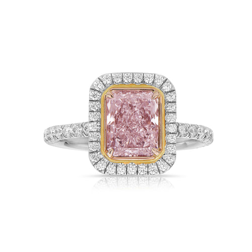 Internally flawless pink diamond ring. Light pink radiant cut diamond. Pink diamond ring. Pink diamond engagement ring. Pink diamond jewelry.