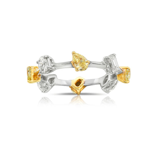 Alternating Fancy Yellow and White Diamond Eternity Band. Yellow diamond jewelry.