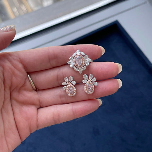 Unique Pink diamond earrings, GIA certified.