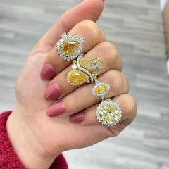 GIA Orange and White Pear Shape Diamond Ring