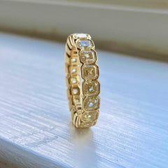 Yellow Diamond Asscher Cut Bezel Eternity Band