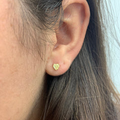 Yellow diamond hearts. Yellow diamond studs. Yellow diamond earrings. Heart diamond earrings