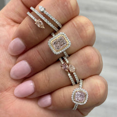 pink diamond ring. pink diamond spiral ring. pink pear diamond