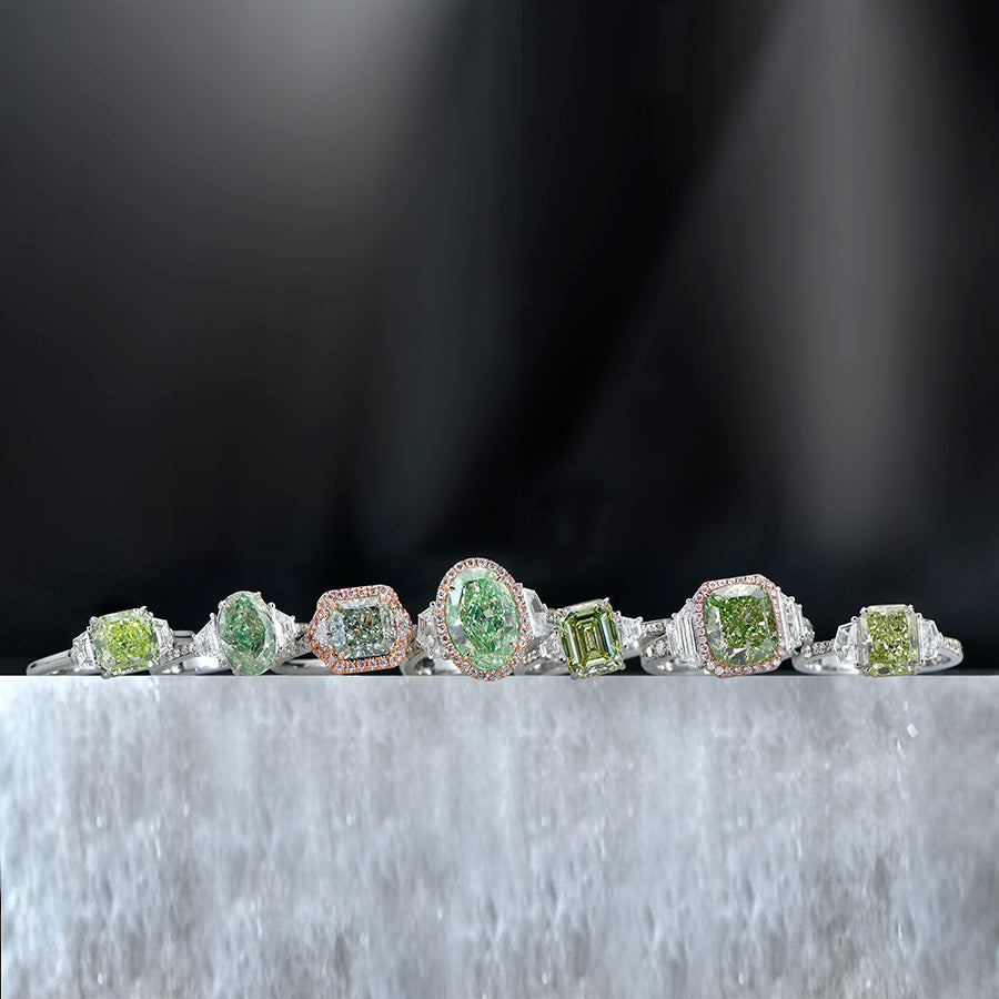 Green Sapphire Engagement Ring Rose Gold Halo Diamond Pear Ring | La More  Design