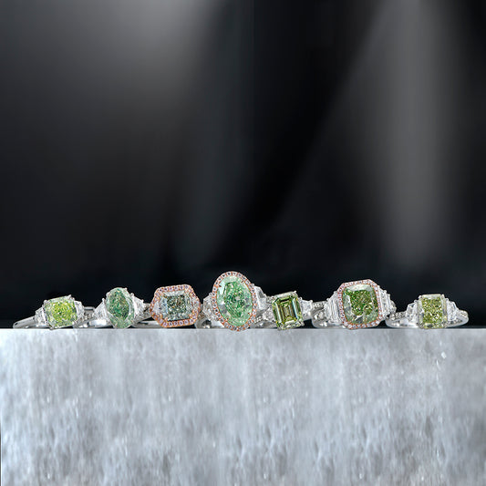 Natural green diamond rings that are unique engagement rings