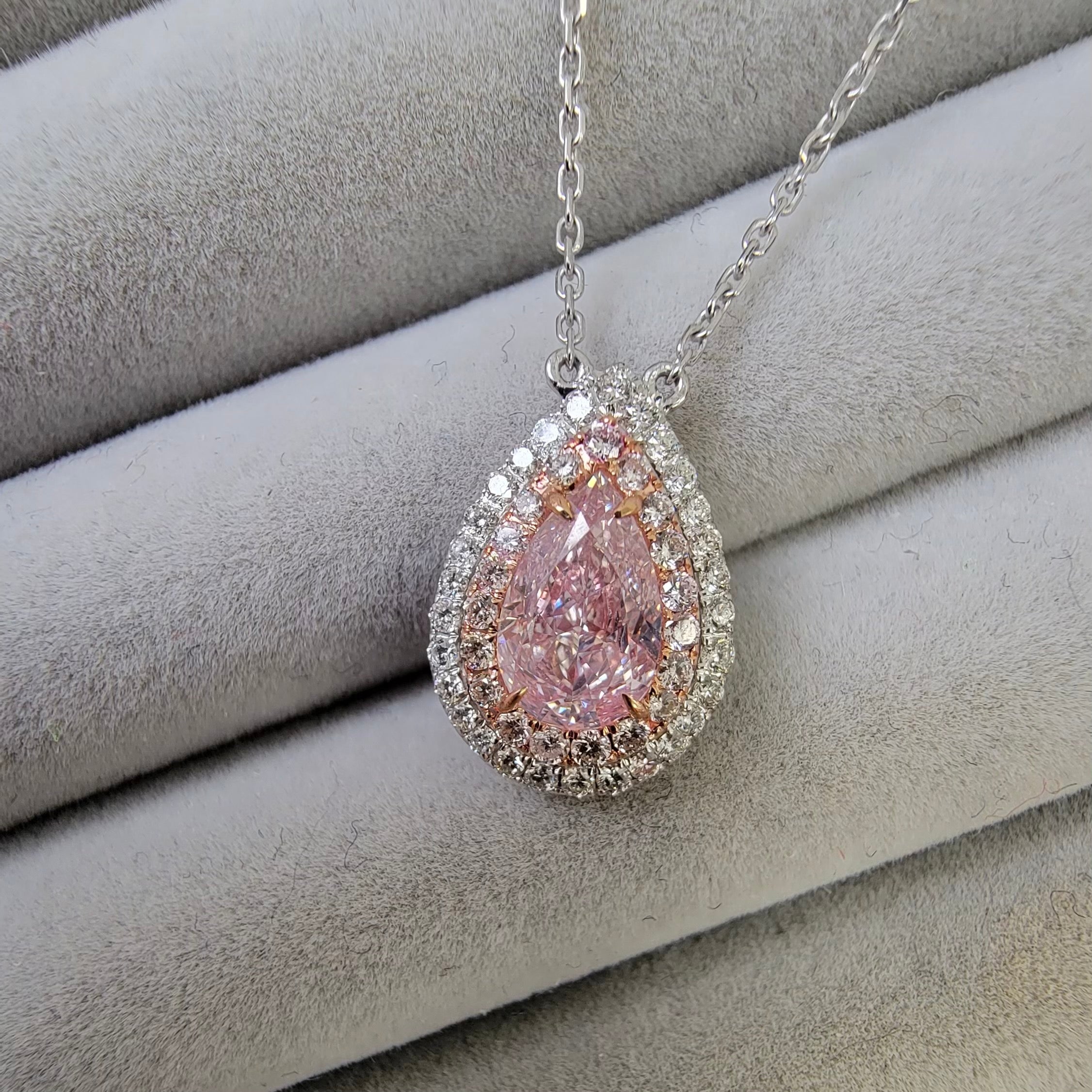 0.83ct GIA Light Pink Pear Diamond Pendant