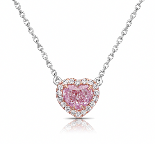 pink diamond heart, pink diamond necklace, natural pink diamond, natural pink diamond necklace, faint pink heart, faint pink diamond, pink diamond pendant