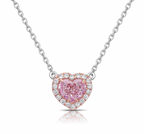 Fancy pink diamond heart, pink diamond necklace, natural pink diamond, natural pink diamond necklace, faint pink heart, faint pink diamond, pink diamond pendant.