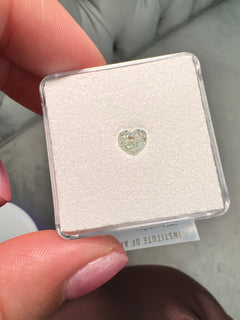 GIA green diamond. Green diamond heart shape. Affordable natural green diamond.