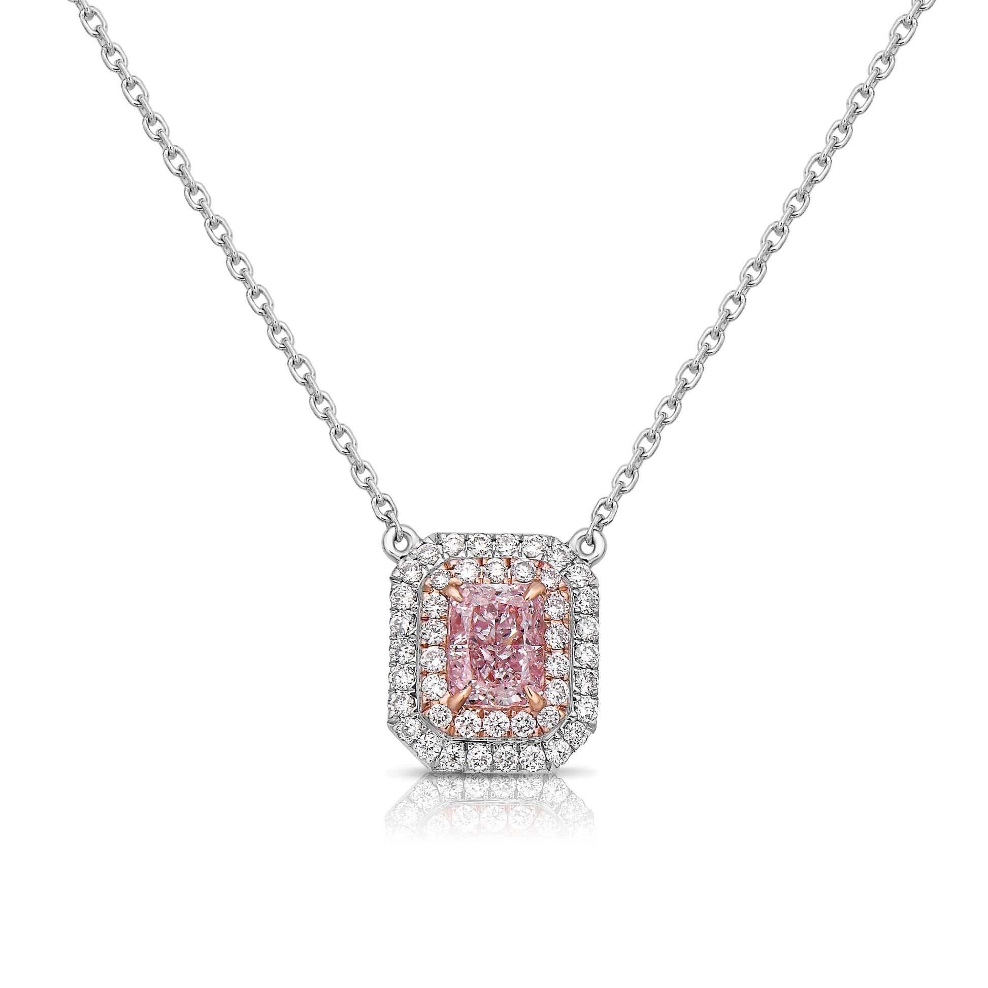 0.74ct GIA Very Light Pink Radiant Diamond Pendant – Rare Colors