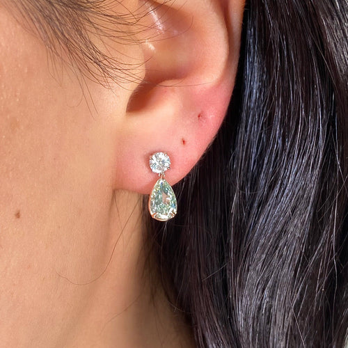 Green Diamond Drop Earrings