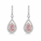 pink diamond pear shape earrings with white diamonds. Pink diamond earrings