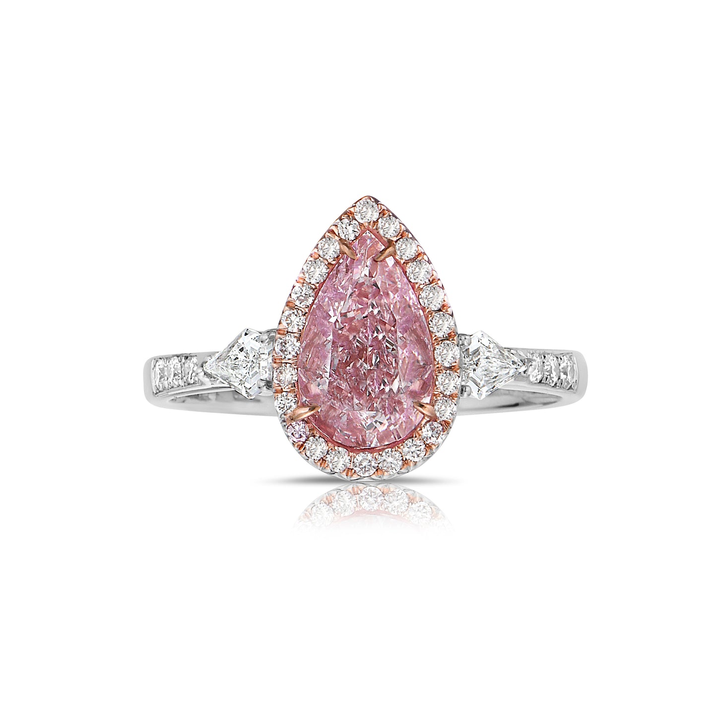 Pink pear shape diamond, pink diamond ring, pink diamond engagement ring, pear shape diamond, natural pink diamond, halo engagement ring, bubblegum pink diamond