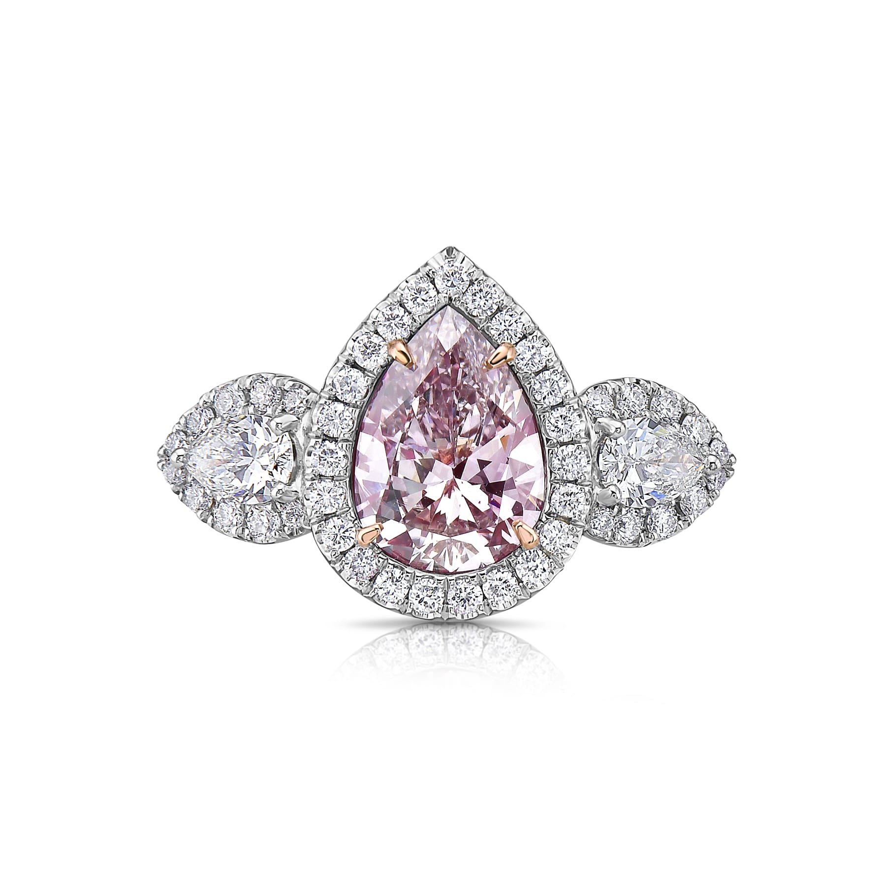 1.57ct GIA Light Pink VS2 Pear Shape Diamond Ring