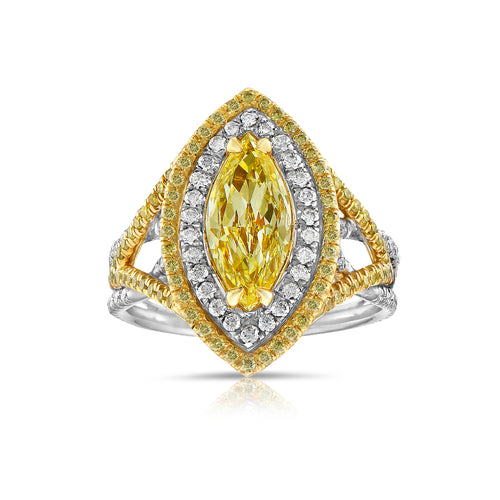 yellow diamond ring. yellow marquis cut diamond