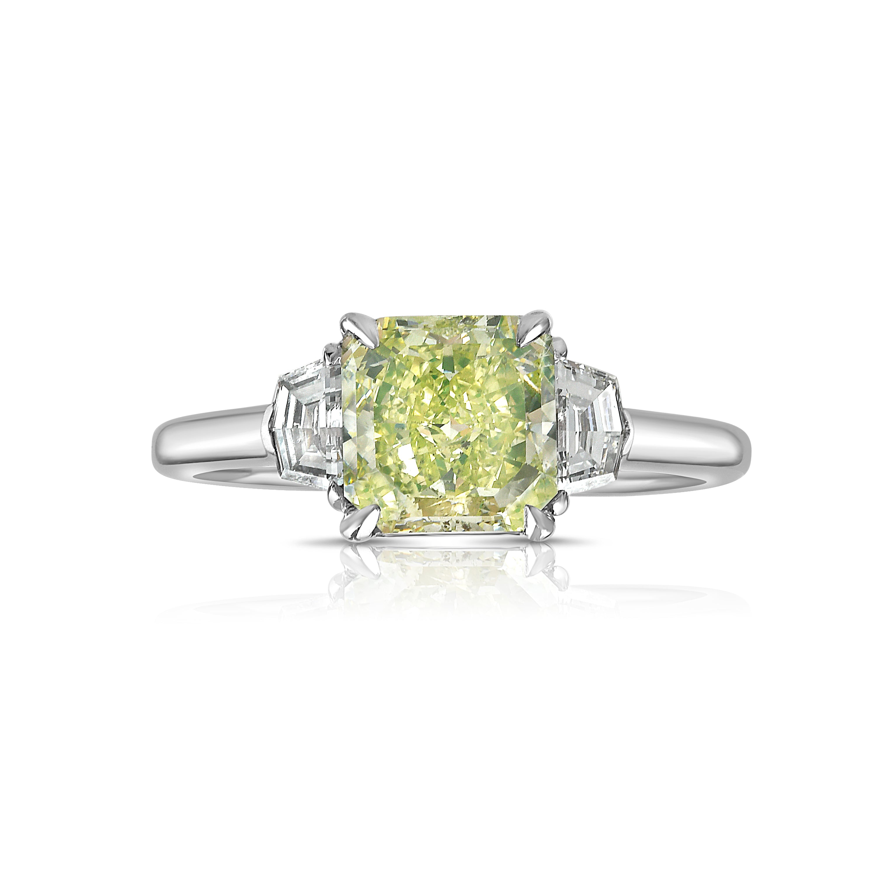 Aniyah Three Stone Round Natural Diamond and Green Garnet accented Diamond  Engagement Ring in 18K White Gold | TriJewels