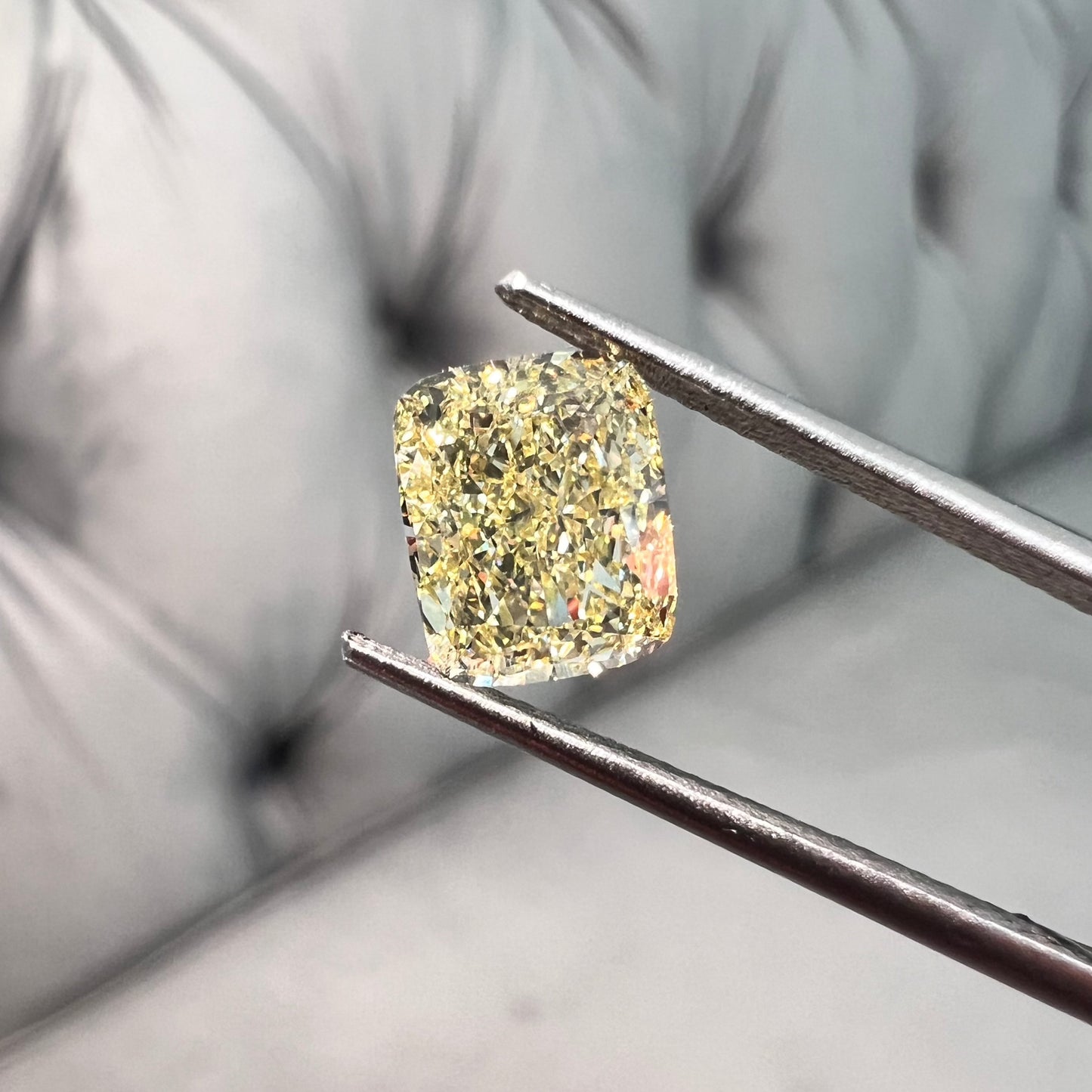 Fancy Yellow diamond elongated cushion cut. Elongated yellow diamond. yellow diamond cushion.