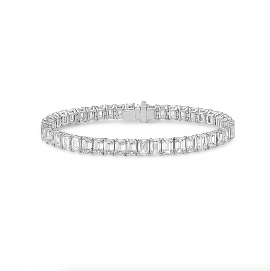 emerald cut diamond, emerald cut diamond bracelet, white diamond bracelet, white diamonds, tennis bracelet, diamond bracelet