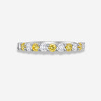 Round Yellow and White Diamond Band Ring