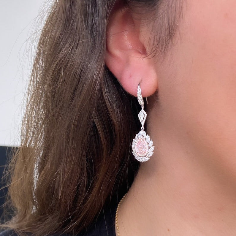 Pink Earrings, Platinum Plated Sterling Silver Dangle Earrings, Dainty 1 CT  Teardrop Earrings, Simulated Pink Tourmaline Birthstone Earrings - Etsy  Denmark