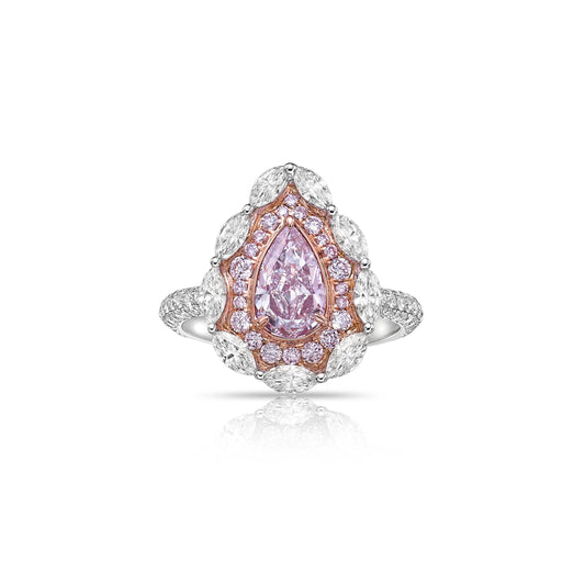 Pink pear diamond engagement ring. Designed for its sweet pink elegance. Look further into our pink diamond collection to find your dream diamond ring.