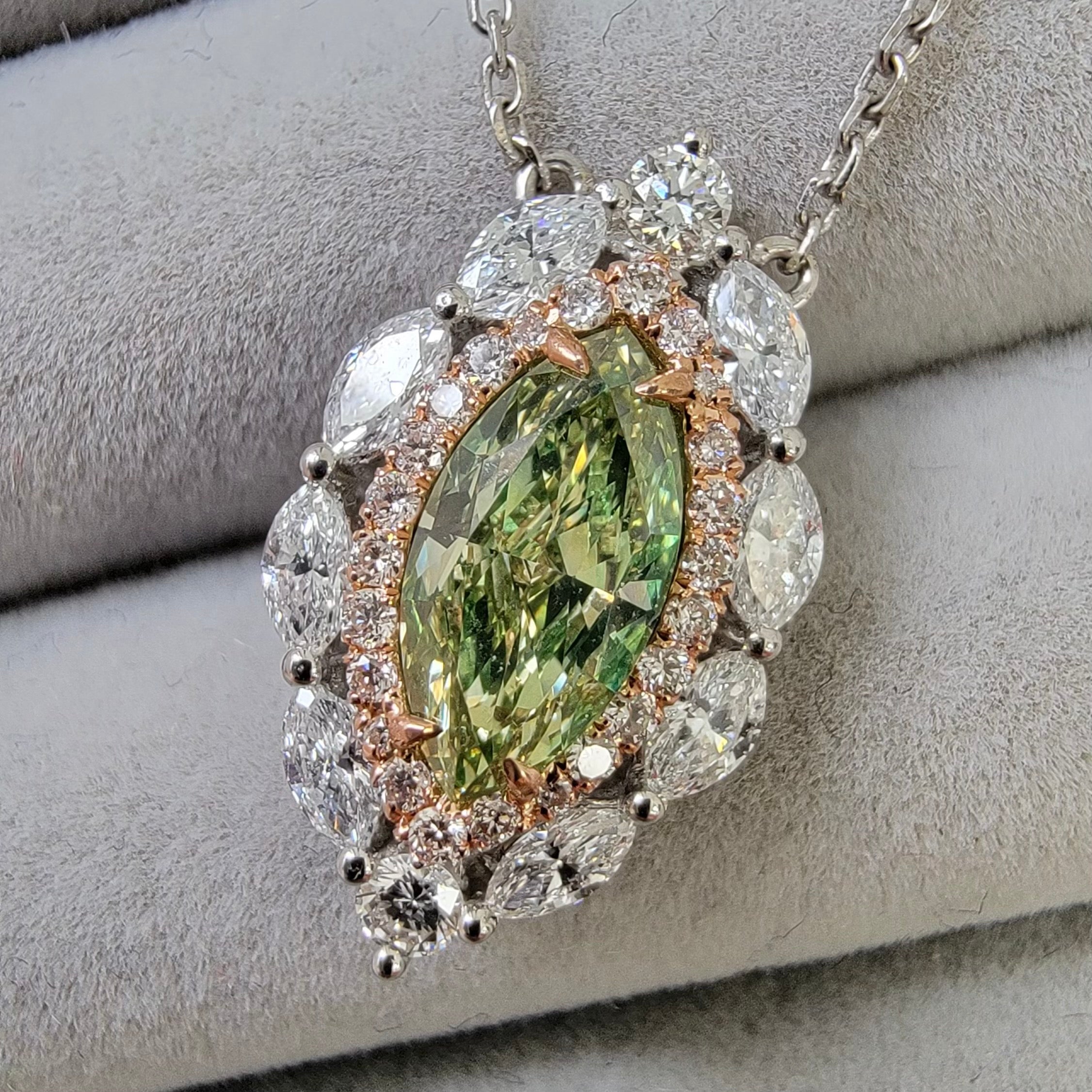 1.00ct GIA Green Diamond Marquise Pendant