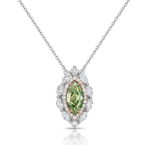 1.00ct GIA Green Diamond Marquise Pendant