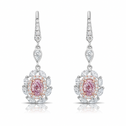 pink diamond earrings. pink diamonds. pink diamond jewelry. pink diamond studs. pink diamond drop earrings. pink and white diamond earrings. pink diamond ovals.