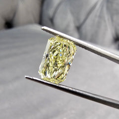 3.76 Carat Fancy Yellow Elongated Radiant Cut Diamond SI1 Clarity Very Good, Excellent cutting No Fluorescence GIA Certified Diamond