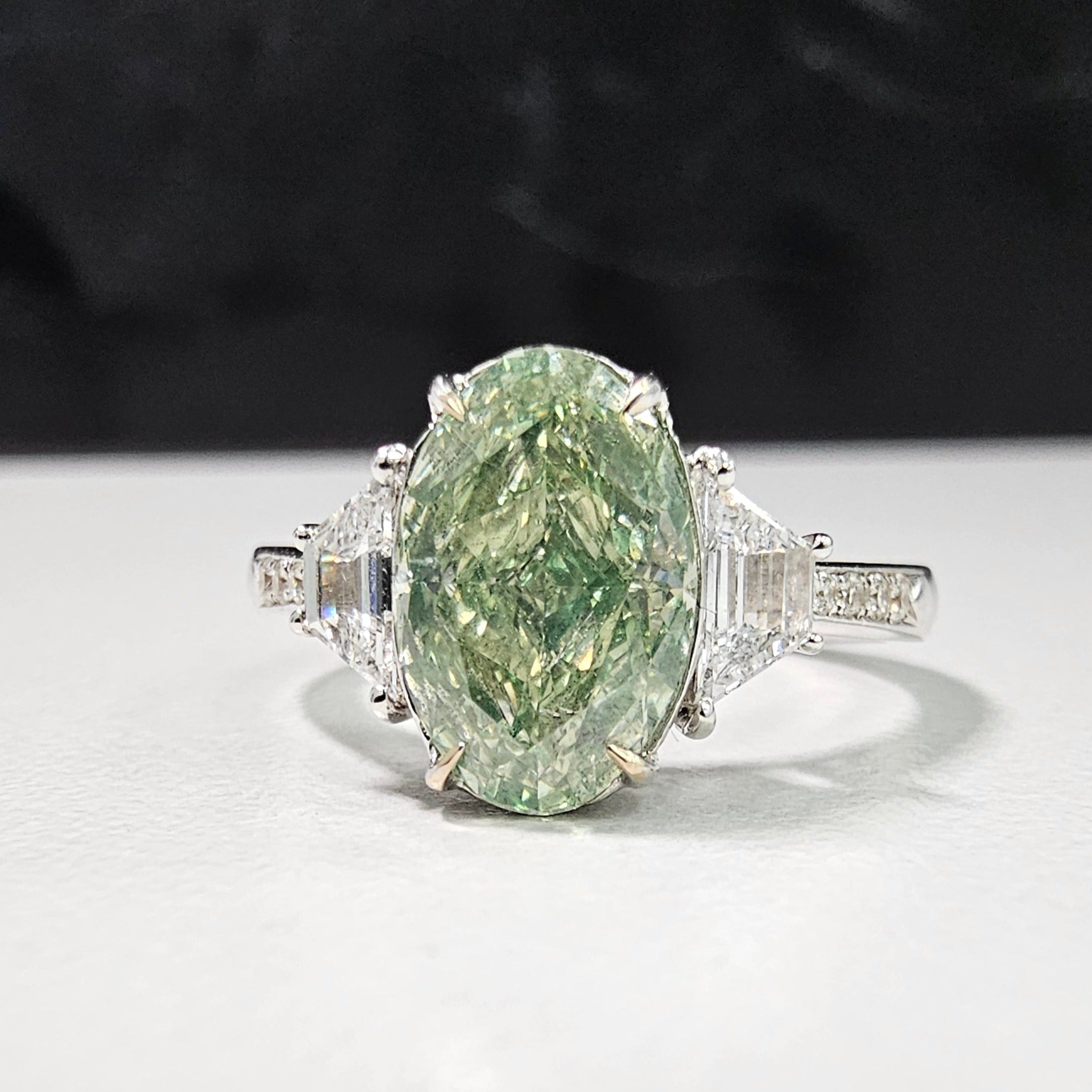 2ct GIA Green Oval Diamond Ring