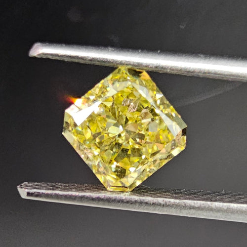 1.18 Carat Radiant Cut Diamond  GIA Certified Diamond  Fancy Intense Yellow  SI1 Clarity 