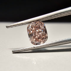 Natural pink diamond, fancy orangy pink diamond, gia certified pink cushion cut diamond