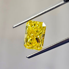 3.00ct Fancy Vivid Yellow Elongated Radiant Cut Diamond - Loose