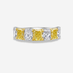 Alternating Radiant Yellow and Colorless Diamond Half Eternity Band