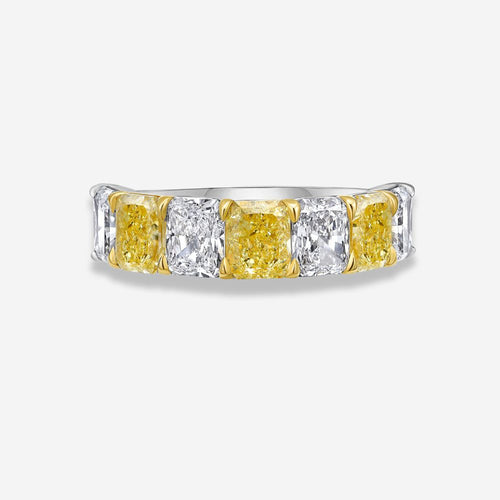 Alternating Radiant Yellow and Colorless Diamond Half Eternity Band
