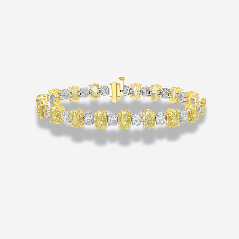 23 Carat Oval Yellow and Colorless Diamond Bracelet