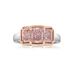 Flawless Pink diamond ring. Pink diamond ring. Radiant cut pink diamonds. Natural pink diamonds. Light pink diamond ring. Gia certified pink diamond rings. Pink diamond long radiant.