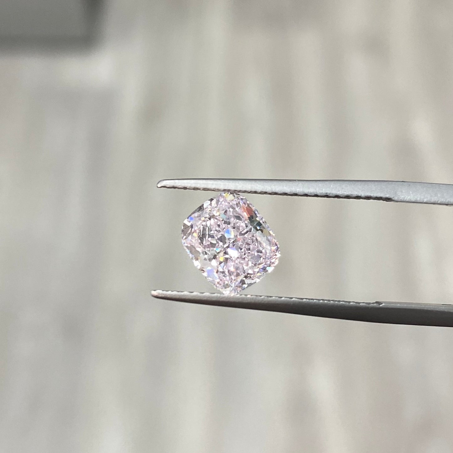 pink diamond IF clarity. internally flawless. light pink. light pink diamond. pink diamond. pink diamonds. pink diamond cushion. GIA certified pink. GIA certified pink diamond.