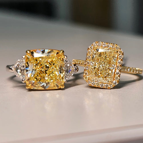 2 carat yellow diamond ring. Yellow diamond ring GIA certified. Yellow diamond jewelry.