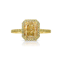 Old money 2 carat yellow diamond ring. Yellow diamond ring GIA certified. Yellow diamond jewelry.