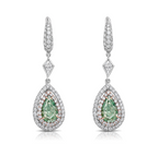 Natural Green diamond earrings. 2.50 carat green diamond earrings. Green Diamond Jewlery.