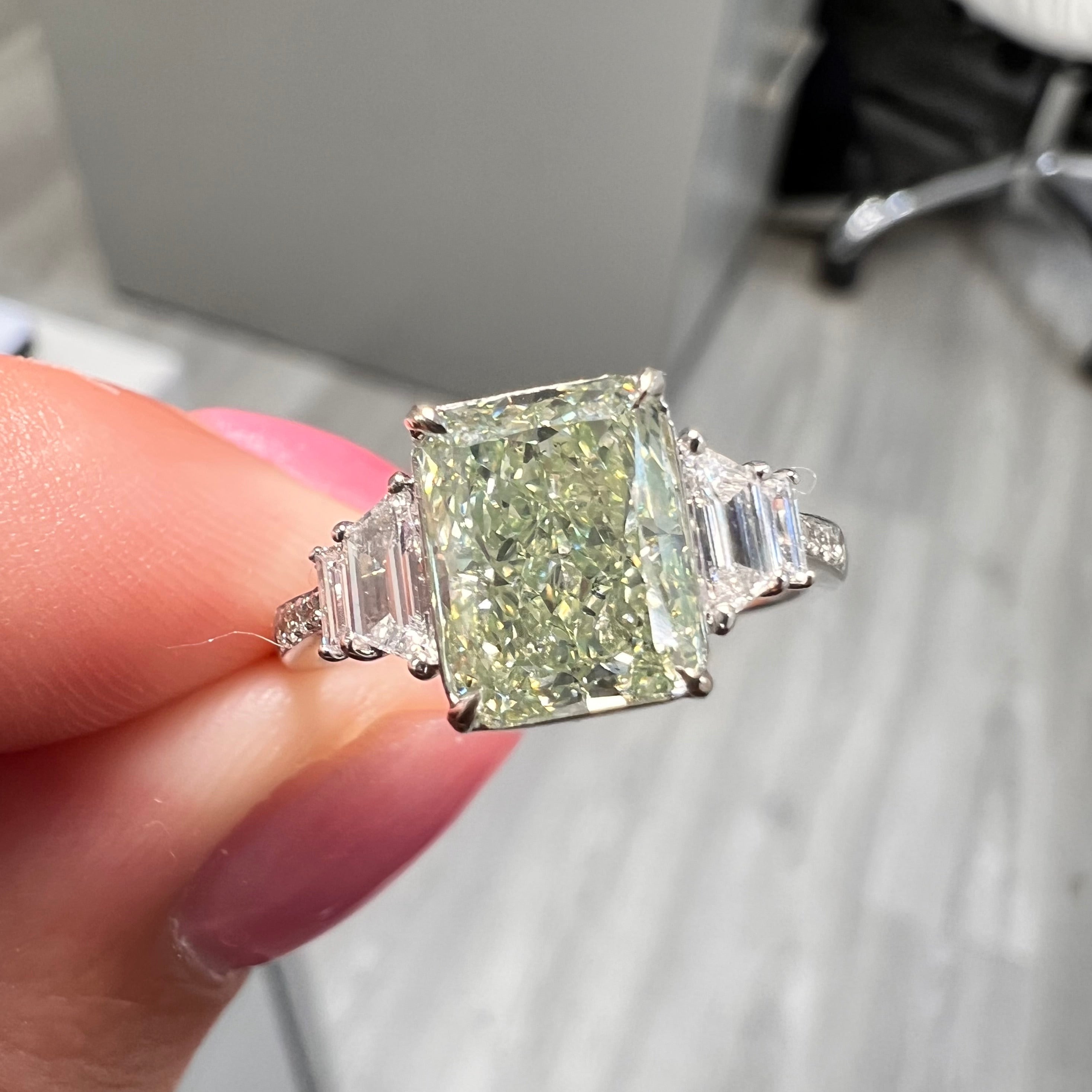 2 Carat GIA Green Diamond Ring