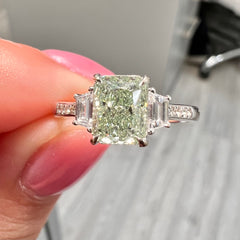 Green diamond ring. GIA green diamond. Natural green diamond. JLO green diamond ring. 2 carat green diamond.