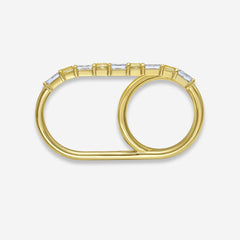 Yellow and White Diamond Two-Finger Ring