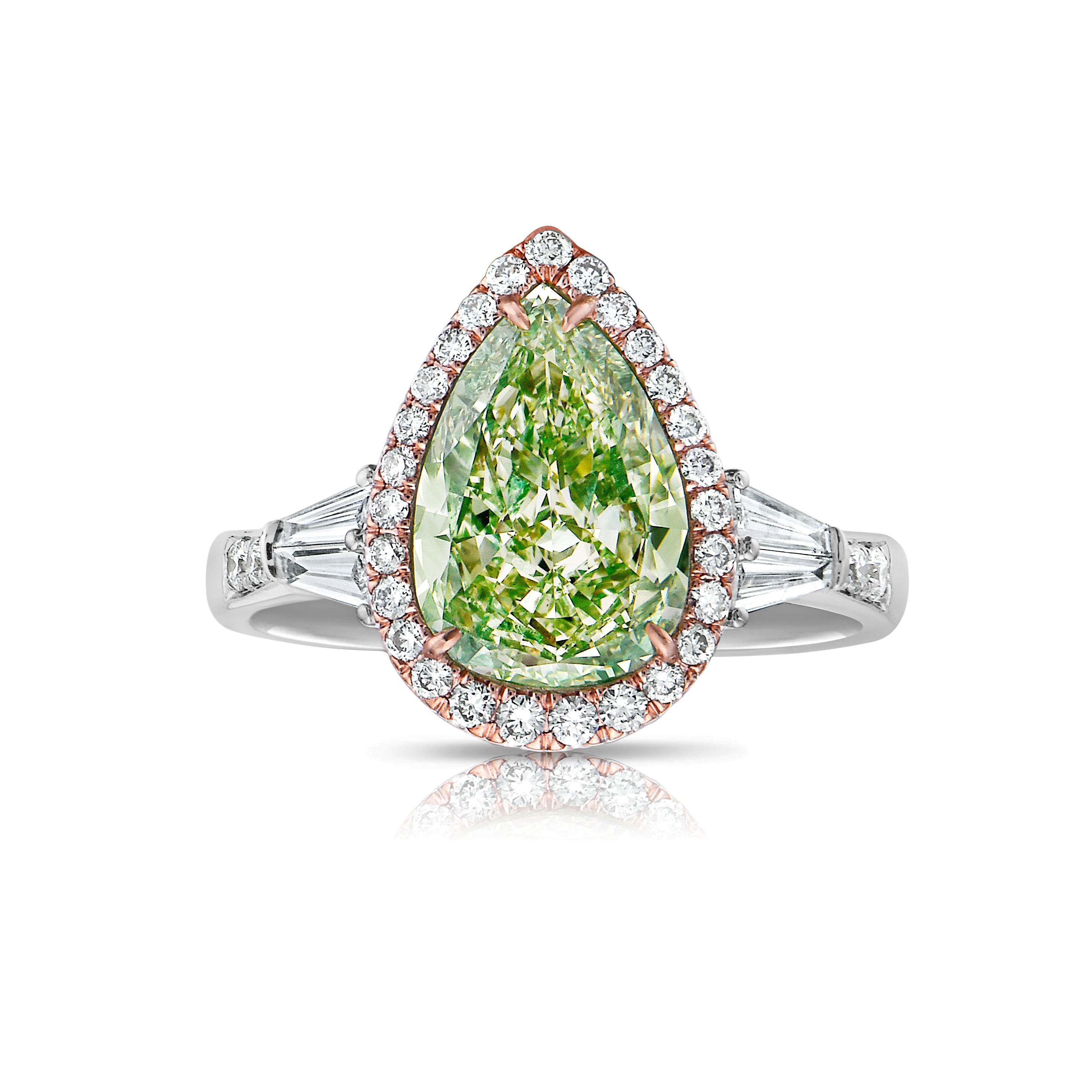 2.02ct GIA Fancy Grayish Greenish Yellow Pear Diamond Ring