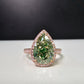 GIA Certified green diamond pear shape ring. Green diamond jewelry. JLO green diamond