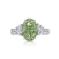 3 carat GIA certified green diamond oval ring. Green diamond ring.