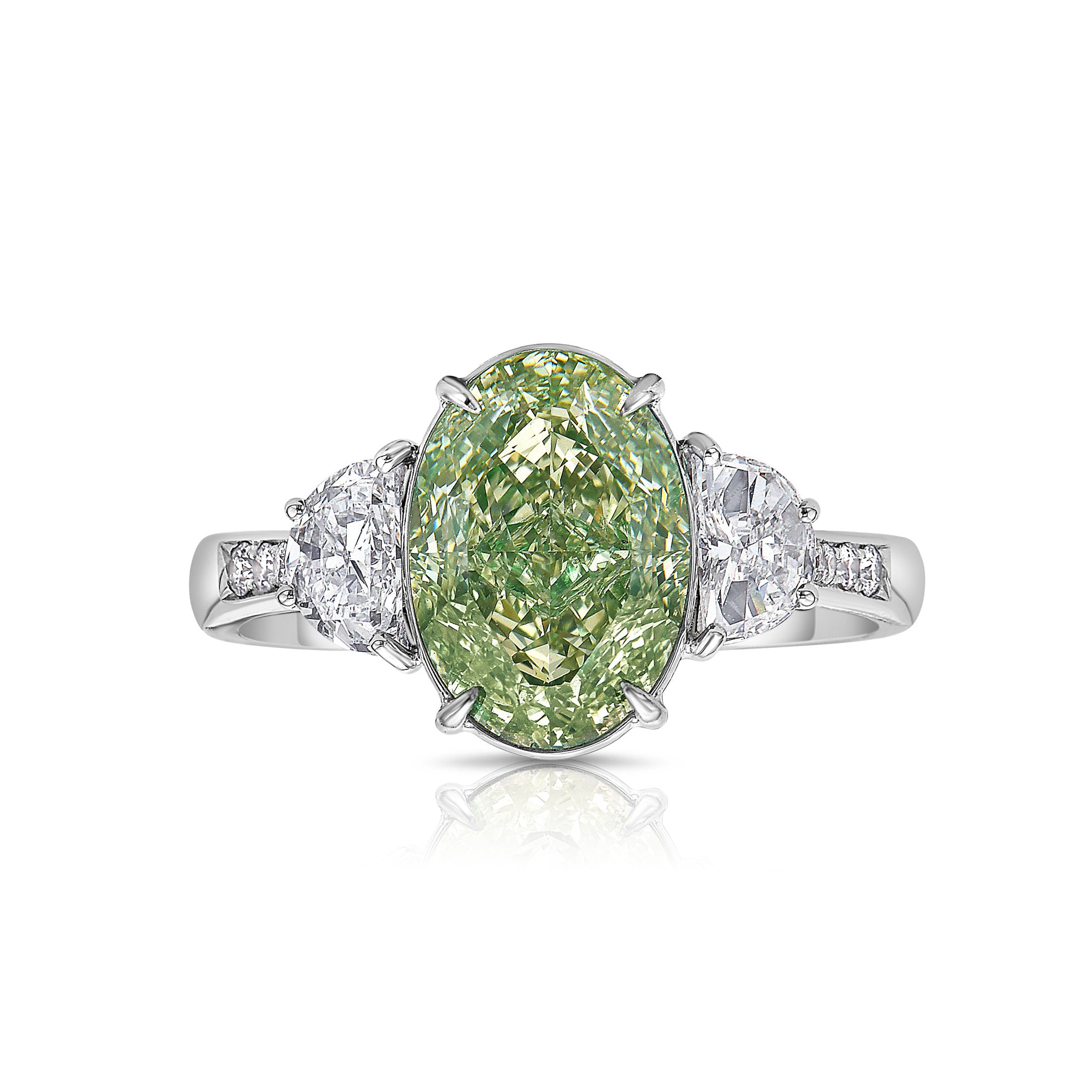 3.55ct GIA Green Oval Diamond Ring